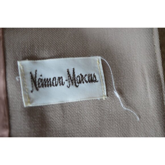 Vintage 90s Neiman Marcus Taupe 100% Wool Skirt Suit Set Women Modern Small Neut - Picture 6 of 13